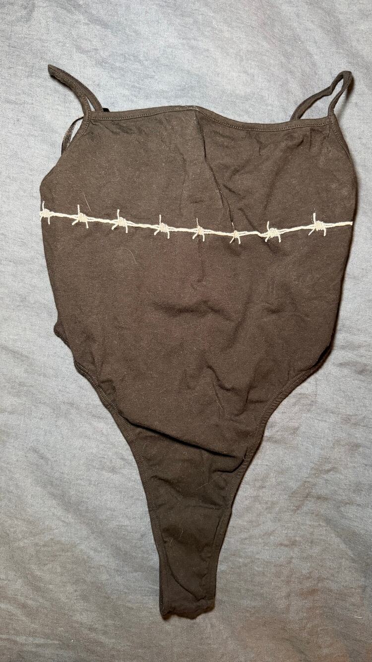 Motel Black Barbed Wire Print Bodysuit Size XS